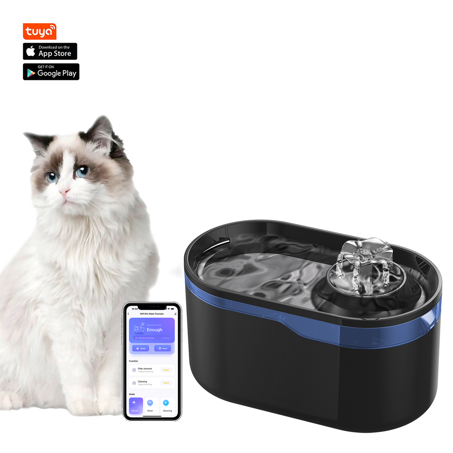 Dispenser apa automat tip fantana pisici si caini, smart, WIFI si aplicatie telefon WF006