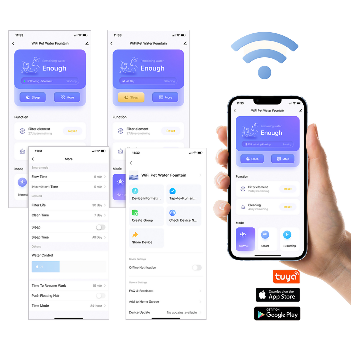 Dispenser apa automat tip fantana pisici si caini, smart, WIFI si aplicatie telefon WF006