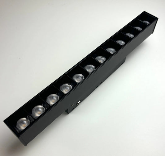 Magnetic grille anti-glare light 12W 220mm bar 48V slim matte black