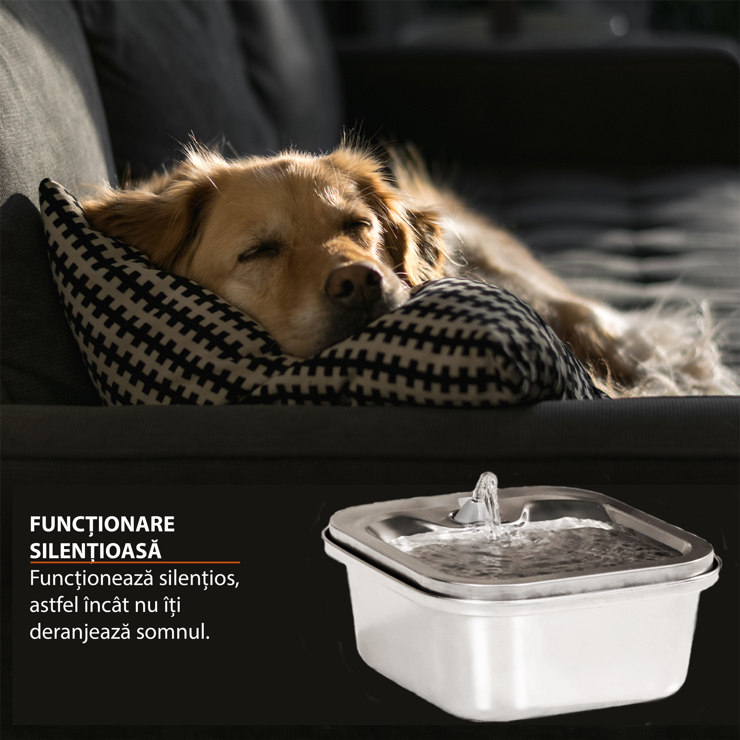 Dispenser apa automat tip fantana pisici si caini, otel inoxidabil 
WF008