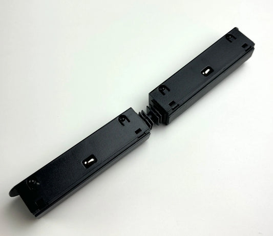 Through connector for 48V magnetic track rail - matte black polycarbonate